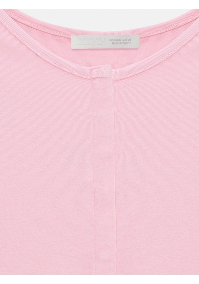 Dilvin 31704 Çıtçıt Düğmeli Kısa Kollu Top-toz Pembe Toz Pembe