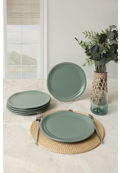 Mat Yeşil Bloom Pasta Tabağı 24 Cm 6 Adet 322 Açık