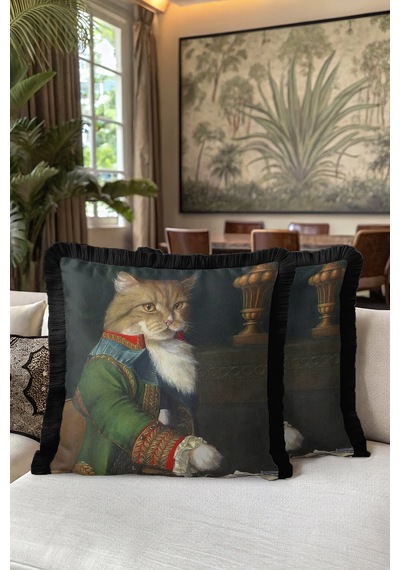 Barok Kedi Portreli Saçaklı Yastık Kılıfı - Asil Yeşil Vintage Bohem Siyah Püsküllü Kırlent Kılıfı Doygun Gece Şarap Barok Kedi Portreli Saçaklı Yastık Kılıfı - Asil Yeşil Vintage Bohem Siyah Püsküllü Kırlent Kılıfı Doygun Gece Şarap