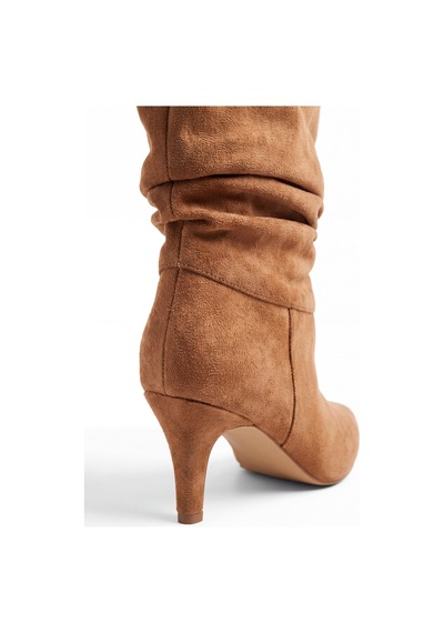 V.s.h Velvet Kama Kadın Süet Körüklü 7 Cm Topuklu Taba Yarım Çizme -2563