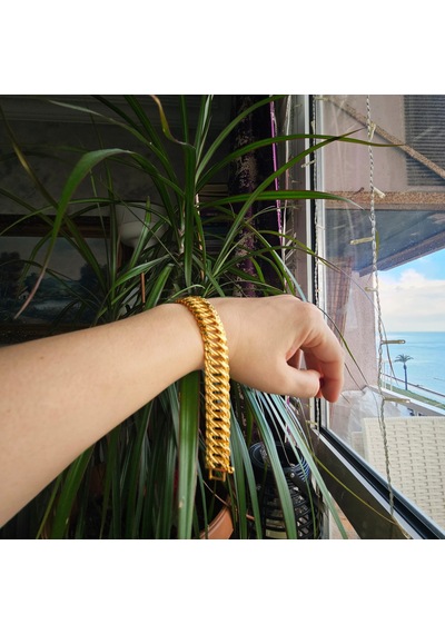 Slowshe-22k Altın Kaplama Halat Bileklik Gold