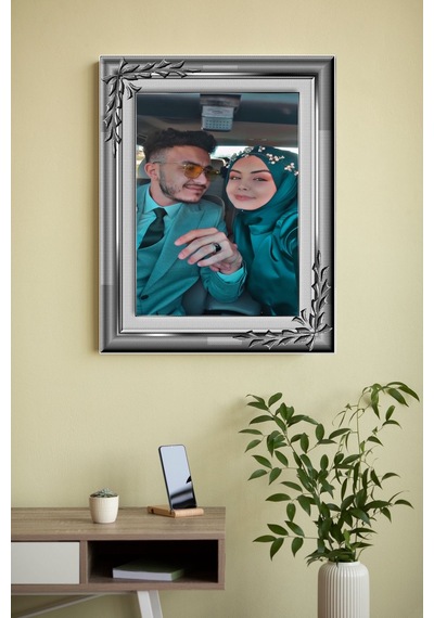 Kişiye Özel Kanvas Tablo Gümüş Dijital Çerçeve 2 Ev Duvar Salon Ofis Dükkan Hediyelik Dekarasyon