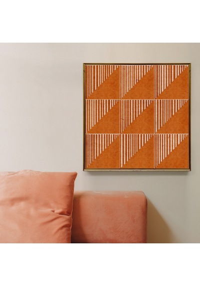 Yanık Turuncu Duvar Sanatı Sanat Terakota Orta Modern Geometrik Duvar Sanatı Büyük Kare Sanat Boho