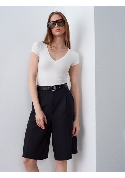 Dilvin 32799 V Yaka Top-ekru