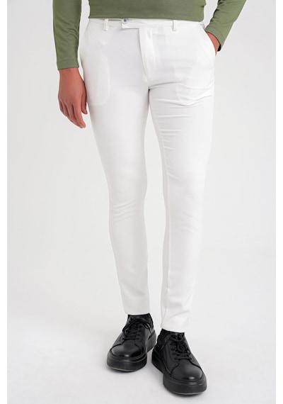 Efor P 1088 Slim Fit Yan Cep Esnek Pamuklu Casual Beyaz Pantolon Beyaz