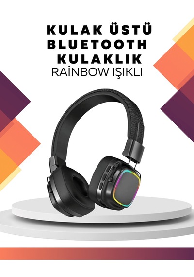 Kablosuz Rgb Işıklı Katlanabilir Bluetooth Kulak Üstü Kulaklık - Lisinya