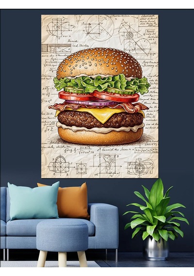 Ahşap Tablo Hamburger Yapımı Teknik Çizim