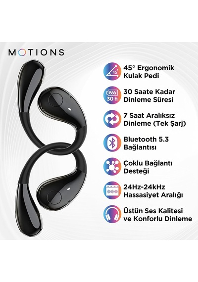 Ms-e51 Ows Açık Kulak Tasarımlı Kablosuz Kulaklık, Çift Mikrofonlu Enc Gürültü Engelleme, Hi-fi, Bluetooth 5.3, 600mah Şarj Kutusu, Siyah