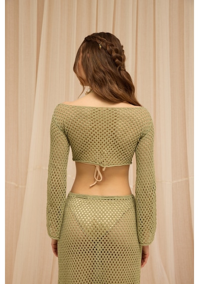 Mai Collection Forio Yeşil Triko Crop Etek Takım