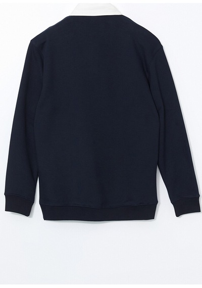 Lcw Vision Lacivert Polo Yaka Uzun Kollu Erkek Sweatshirt