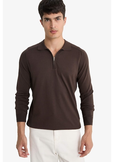 Defacto Standart Fit Polo Yaka Yarım Fermuarlı Premium Triko Kazak D0621AX24AU Kahve Defacto Standart Fit Polo Yaka Yarım Fermuarlı Premium Triko Kazak D0621AX24AU Kahve