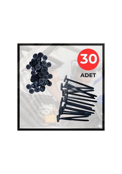 Plentiful Plastik Kablo Bağı Klipsi 30 Adet Set Vidalı Yerine Geçen Universal Oto Klips Bağlantı Elemanı 9 Cm