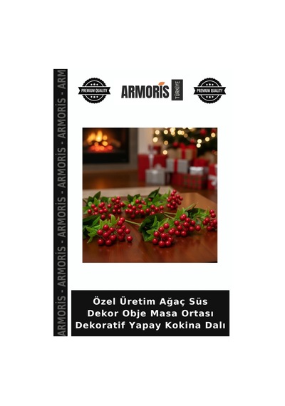 Özel Üretim Ağaç Süs Dekor Obje Masa Ortası Dekoratif Yapay Kokina Dalı Çok Renkli