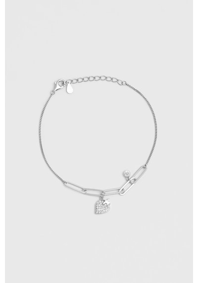 So Chic Çilek Dalı 18 Ayar Beyaz Altın Kaplama 19 CM Gümüş Zincir Bileklik