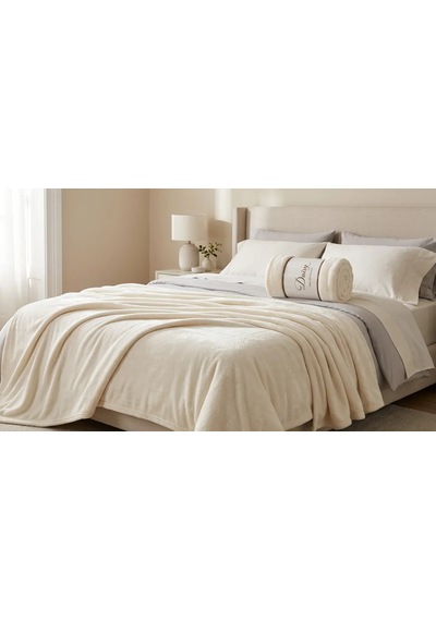 Daisy Super Soft Battaniye Çift Kişilik 200x220 Krem