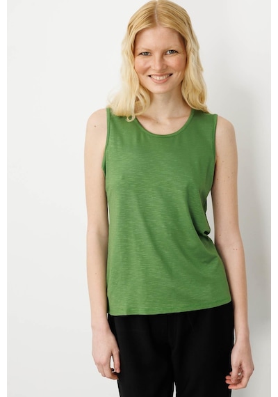 Kadın Sıfır Yaka Flamlı Kumaş Basic Askılı Tshirt A.yeşili Yeşil
