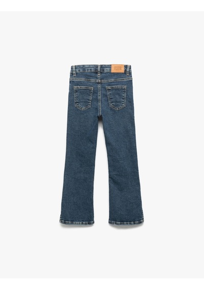 Koton Pamuklu İspanyol Paça Slim Fit Denim Pantolon Koyu İndigo 6wkg40045ad