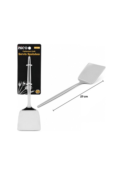 Metal Servis Spatulası - Krom Renk - 27 Cm - Paslanmaz Çelik Sarı