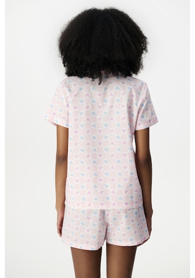 Penti Kırık Beyaz Travel Flowers Pamuklu Gömlek Şortlu Pijama Takımı