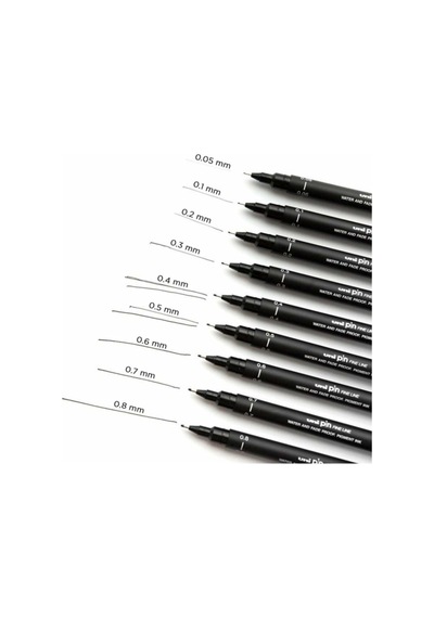 Uni Pin - Siyah Profesyonel Kalem 0.05mm