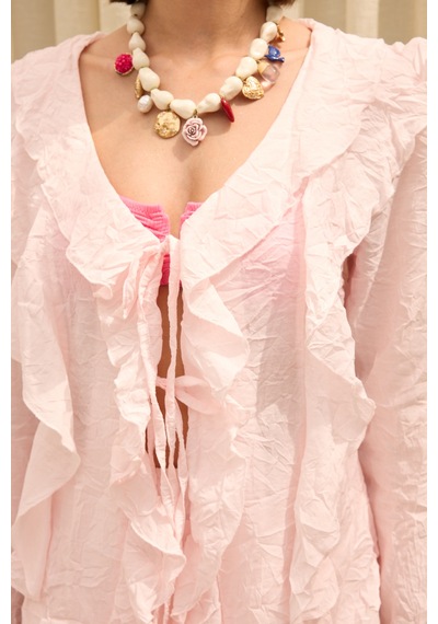 Mai Collection Aliza Pembe Gömlek Şort Takım