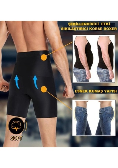 Genculus Destekli Erkek Korse Boxer Karın Bölgesi Sıkılaştırıcı Ve Toparlayıcı Silikon Kaydırmaz Bel Çevresi Çok Renkli