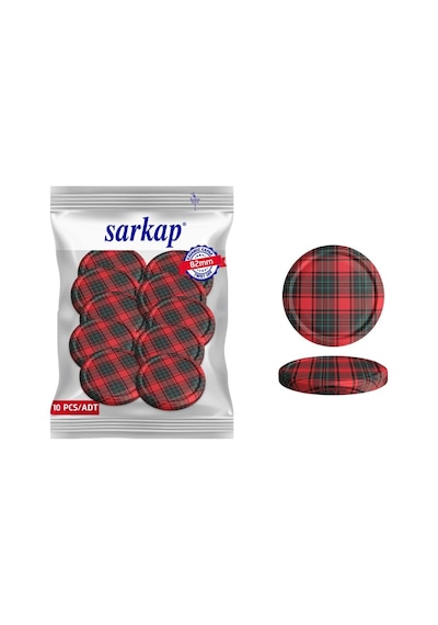 Sarkap Kavanoz Kapağı, 82mm, Hava Geçirmez, Sızdırmaz, Konserve İçin Uygun, 10'lu Paket Ekoseli Beyaz - Çok Renkli Sarkap Kavanoz Kapağı, 82mm, Hava Geçirmez, Sızdırmaz, Konserve İçin Uygun, 10'lu Paket Ekoseli Beyaz - Çok Renkli
