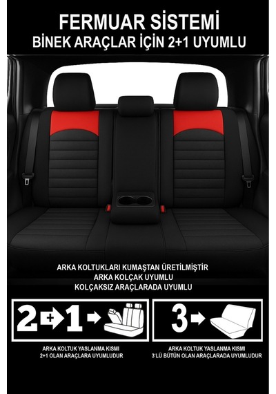 Naz Oto Formentor Tay Tüyü Oto Koltuk Kılıfı Renault Fluence-megan 1-2-3-clio-symbol-tailant-toros Kırmızı