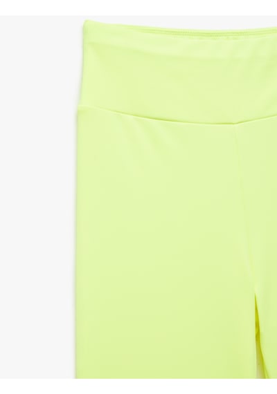 Koton Yüksek Bel Slim Fit Biker Spor Tayt Neon Yeşili 5sak40174nk Neon Yeşili