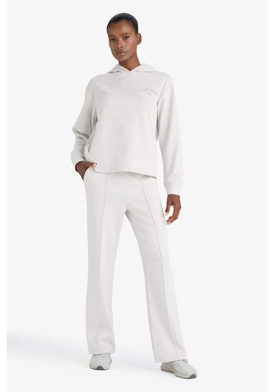 Defacto Defactofit Standart Fit Kapüşonlu Baskılı Skuba Dalgıç Kumaş Sporcu Sweatshirt F1691ax25wnbg721 Bej