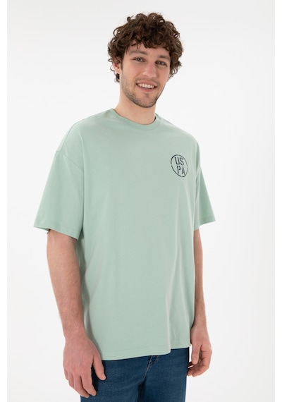 U.S. Polo Assn. Erkek Oversize Fit Bisiklet Yaka Su Yeşili Tişört 50305904-VR048