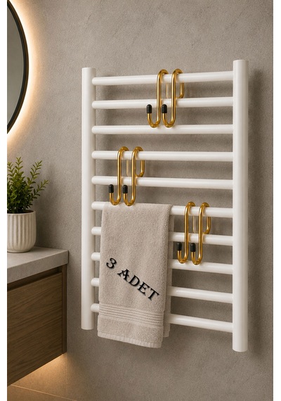 Teknor 3'lü Set Havlupan Askısı Pratik Havlu Askısı Beyaz 10x5 Cm Altın