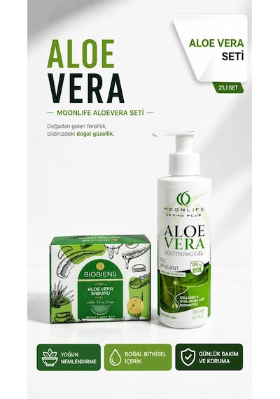 Moonlife Aloe Vera Jel 200 Ml + Biobiens Aloe Vera Sabunu