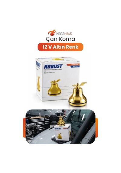 Çan Korna 12v Metal Altın Renk Yüksek Sesli Oto Korna Dayanıklı