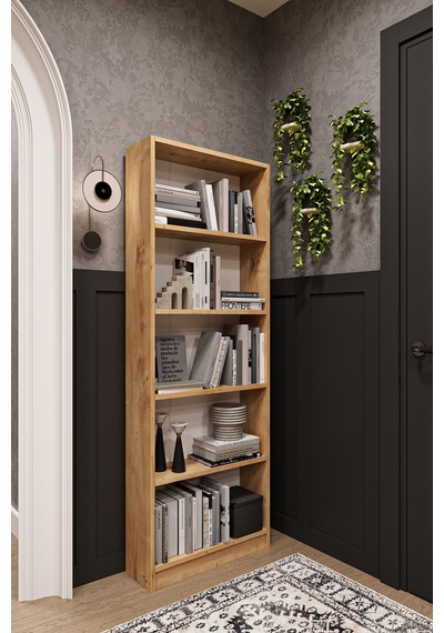 Asra Trend 5 Raflı Kitaplık K002 %100 MDF Modern Ofis Çalışma Odası Dosya Rafı Safir Meşe Asra Trend 5 Raflı Kitaplık K002 %100 MDF Modern Ofis Çalışma Odası Dosya Rafı Safir Meşe