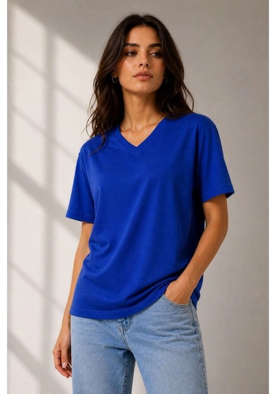 Wear Vexel Kadın V Yaka Basic Tişört Kısa Kol Yazlık Regular Fit T-shirt - Saks Mavisi Saks Mavisi Wear Vexel Kadın V Yaka Basic Tişört Kısa Kol Yazlık Regular Fit T-shirt - Saks Mavisi Saks Mavisi