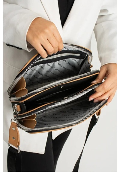 Just Polo Kadın Lakost Ayarlanabilir Askılı Çapraz Omuz Çantası Shoulder Bag Siyah - Taba