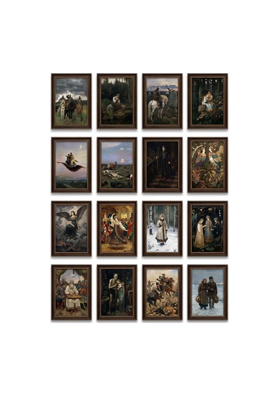 Viktor Vasnetsov Tabloları 16'lı Sticker Seti Laptop Defter Etiketi Çok Renkli