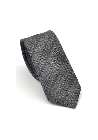 Gaffy Gri Kırcıllı Desenli Füme Dokuma Kumaş Mendilli Slim Fit Kravat // Sdk-2501-3 Füme
