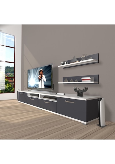 Decoraktiv Eko 200r Mdf Tv Ünitesi Tv Sehpası Beyaz - Antrasit