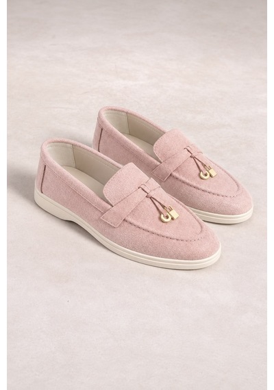 Dabab Shoes Lupy Kadın Pudra Süet Loafer Ayakkabı Gold Aksesuarlı Ortopedik Rahat Taban Casual Babet Dabab Shoes Lupy Kadın Pudra Süet Loafer Ayakkabı Gold Aksesuarlı Ortopedik Rahat Taban Casual Babet