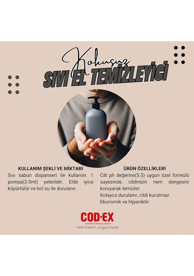 Cod-Ex Kokusuz Sıvı El Temizleyici 4 L