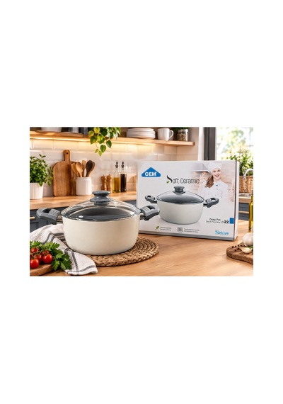 Seramik 22 Cm Derin Tencere Bej - 935919985 Bej