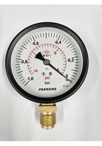 Pakkens Çap 100 Alttan -1/0 Bar Kuru Vakummetre