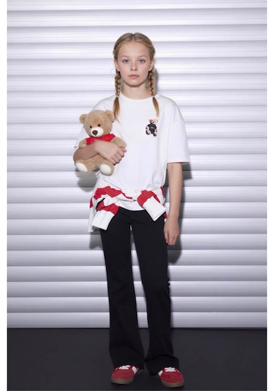 Defacto I Love Ny Oversıze Ekru Kız Çocuk T-shirt G9595a8/er105 Ekru