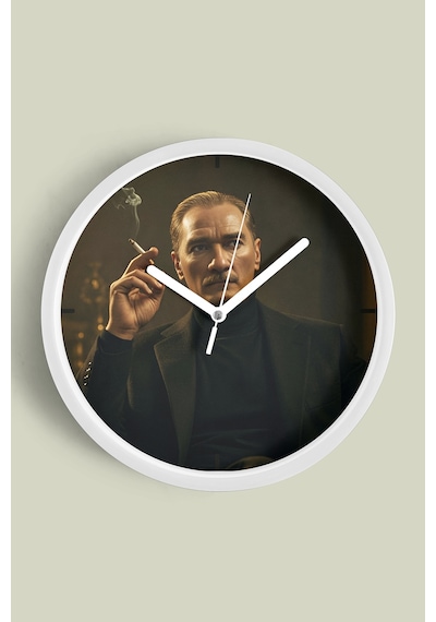 Mustafa Kemal Atatürk Tasarımlı Modern Duvar Saati - 30cm - Önü Camlı Beyaz Kasa - Sessiz Mekanizma-jh0997 Beyaz