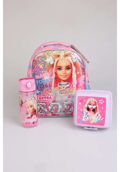 X Dekomus Lisanslı Barbie "extra Glam Collection" Tek Bölmeli Küçük Boy 35 Cm Anaokul Çantası, Beslenme Kabı Ve Tritan Matara Seti Altın