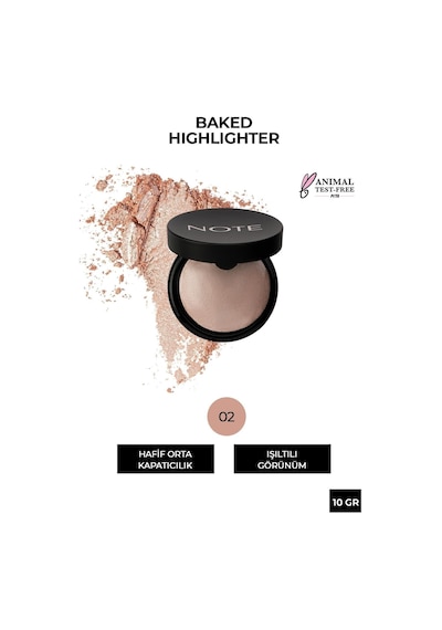 Note Cosmetique Baked Highlighter Işıltılı Fırınlanmış Toz Aydınlatıcı - 02 Sunkiss