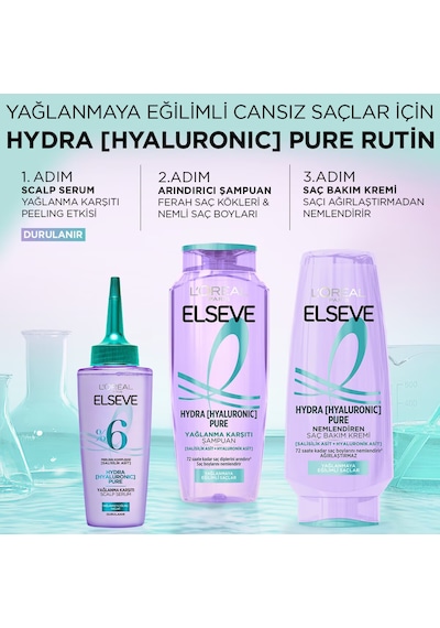 Elseve L'oreal Paris Elseve Hydra Hyaluronic Pure Salisilik Asit İçeren Yağlanma Karşıtı Arındırıcı Şampuan 300 Ml