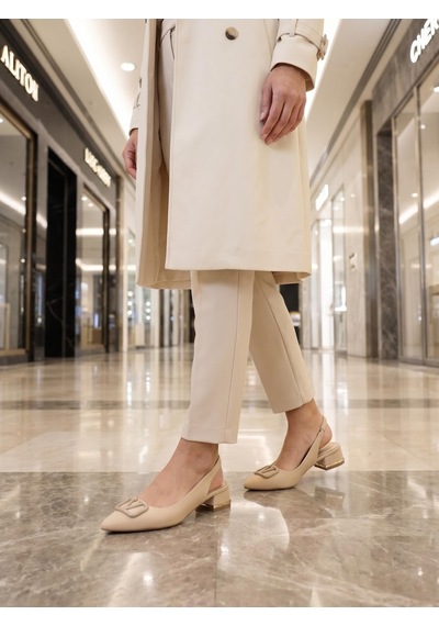 Nesilshoes Nesil Shoes Ceylan 801 Ten Saten Tokalı Kadın Sandalet